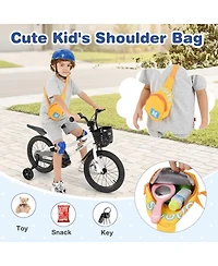 Hongge 16-Inch Kids Bike with Carbon Steel Frame, Coaster and Hand Brakes, Complete Protective Set, 100 lb Capacity, Ages 4-7