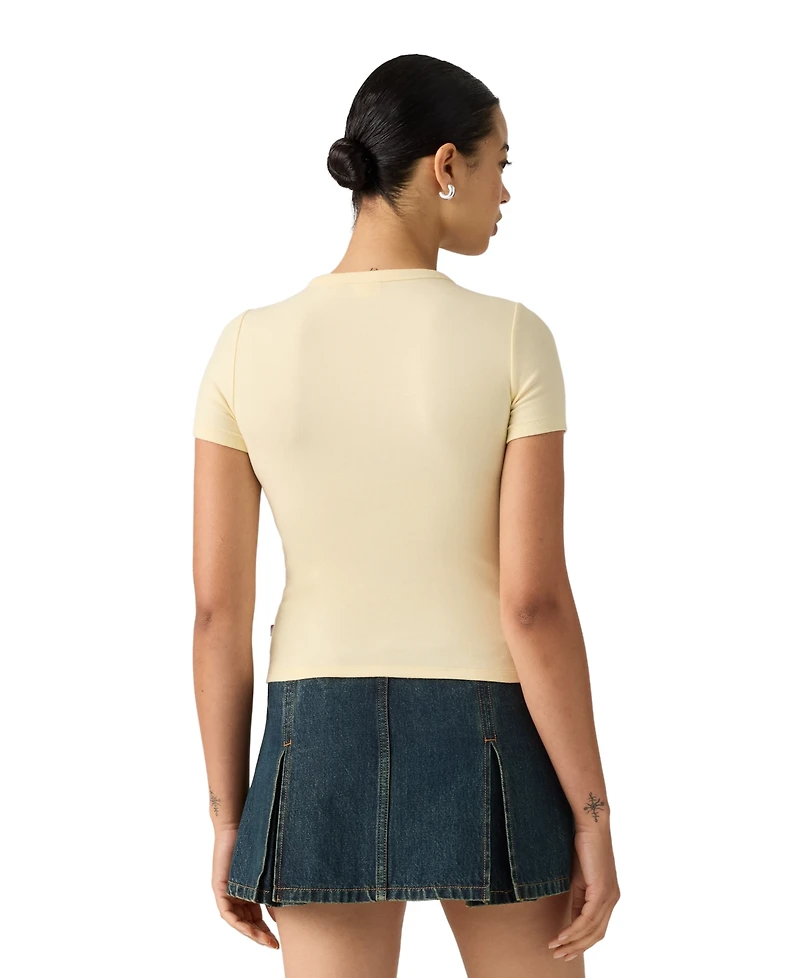 Levi's Women's Hayes Short-Sleeves Tee Rib-Knit Embroidered Logo T-Shirt