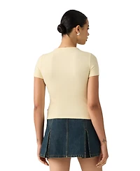 Levi's Women's Hayes Short-Sleeves Tee Rib-Knit Embroidered Logo T-Shirt