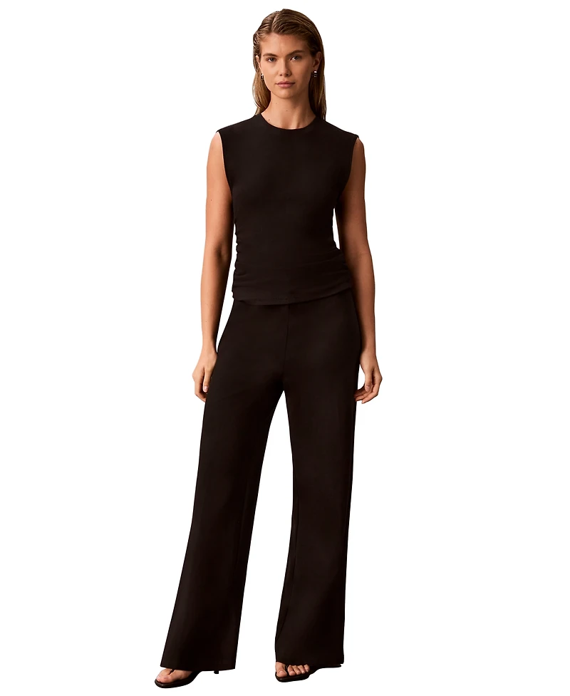 Calvin Klein Women's High-Waisted Pull-On Wide-Leg Pants