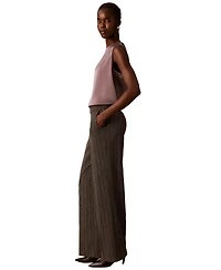 Calvin Klein Women's Pull-On Wide-Leg Herringbone Pants