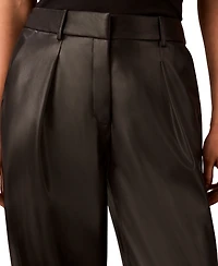 Calvin Klein Women's Faux Leather High-Rise Pleated Barrel Leg Pants