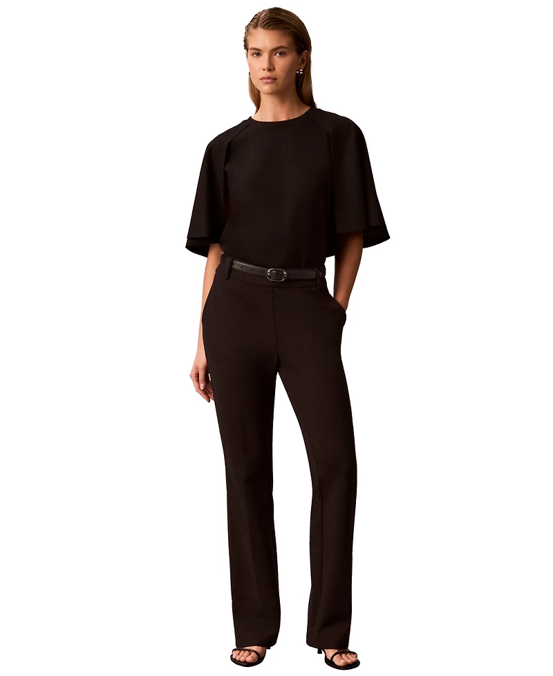 Calvin Klein Women's Crewneck Short-Sleeve Woven Top