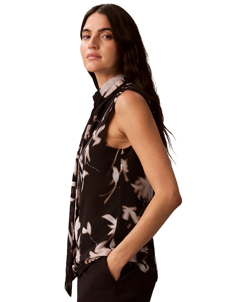 Calvin Klein Women's Sleeveless Scarf Neck Top
