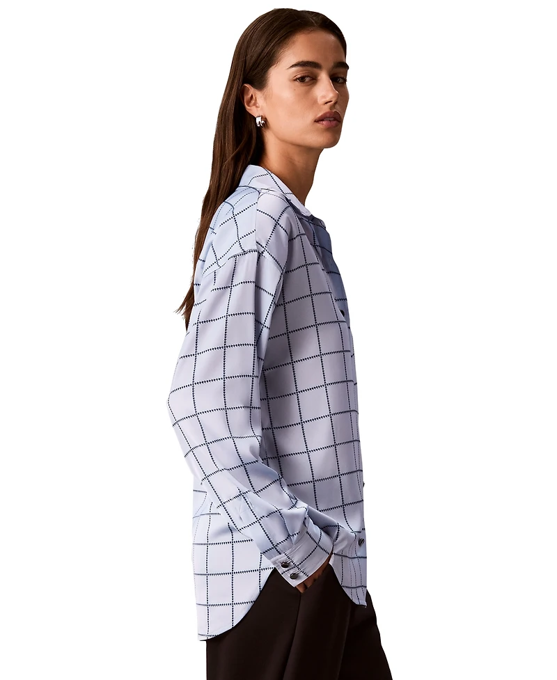 Calvin Klein Women's Plaid Long-Sleeve Button-Up Shirt