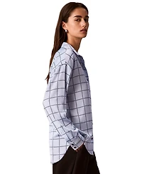 Calvin Klein Women's Plaid Long-Sleeve Button-Up Shirt