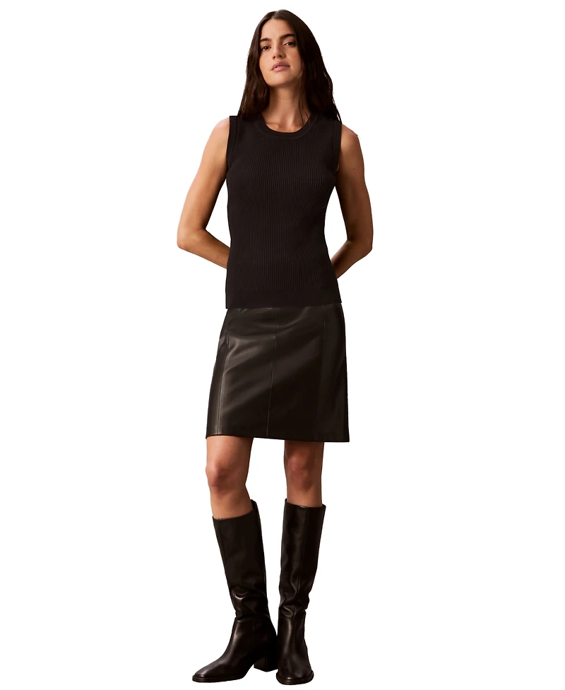 Calvin Klein Women's Ribbed Crewneck Sleeveless Tank