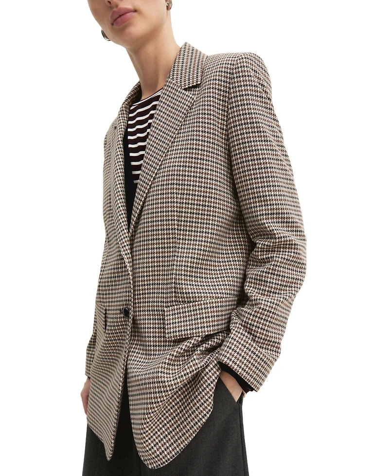 Emme Marella Women's Straight-Fit Plaid Long-Sleeve Lapel Collar Blazer