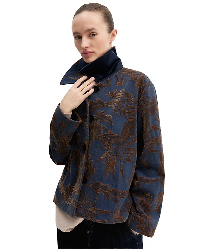 Emme Marella Women's Floral-Pattern Lined Denim Jacket