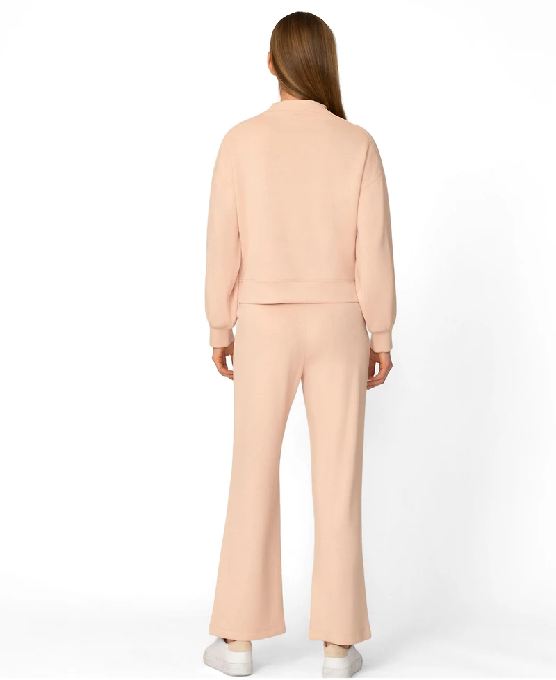 Cable & Gauge Women's Mockneck Modal Top and Wide Leg Pant