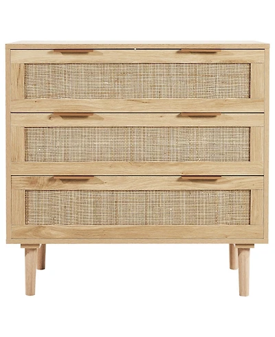Slickblue Modern Rattan Storage Dresser with 3 Drawer Organizer Design
