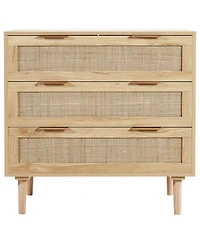 Slickblue Modern Rattan Storage Dresser with 3 Drawer Organizer Design