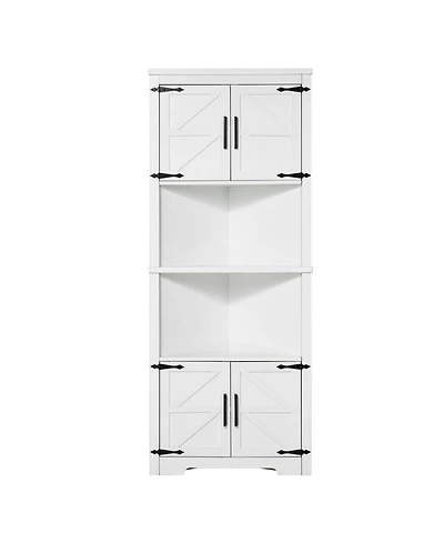 Slickblue 68" Corner Storage Cabinet with 4 Wooden Doors and Shelves