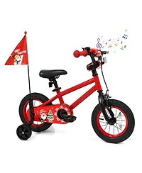 Hongge 12-Inch Metal Kids Bike with Safety Flag and Training Wheels, Ages 3+