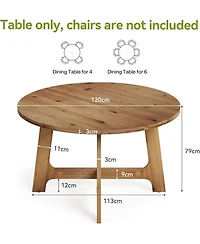Tribesigns Solid Wood Round Dining Table for 4, 47 Inch table with wood pedestal base, dinner table for dining room, kitchen, living room Table Only