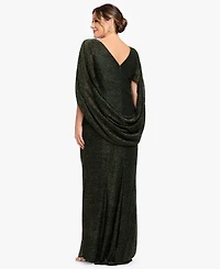 Betsy & Adam Plus Size Stretchy Glitter Metallic Gown