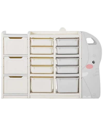 Slickblue Elephant Shape Kids Toy Storage Organizer with 10 Movable Plastic Bins