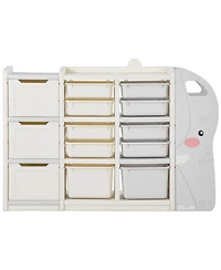 Slickblue Elephant Shape Kids Toy Storage Organizer with 10 Movable Plastic Bins