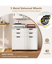 Sugift 4 Drawer File Cabinet with Wheels 29in x 16in x 25.5in for Home Office