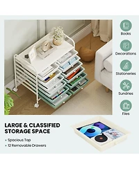 Sugift 12 Drawer Rolling Storage Cart for Home and Office
