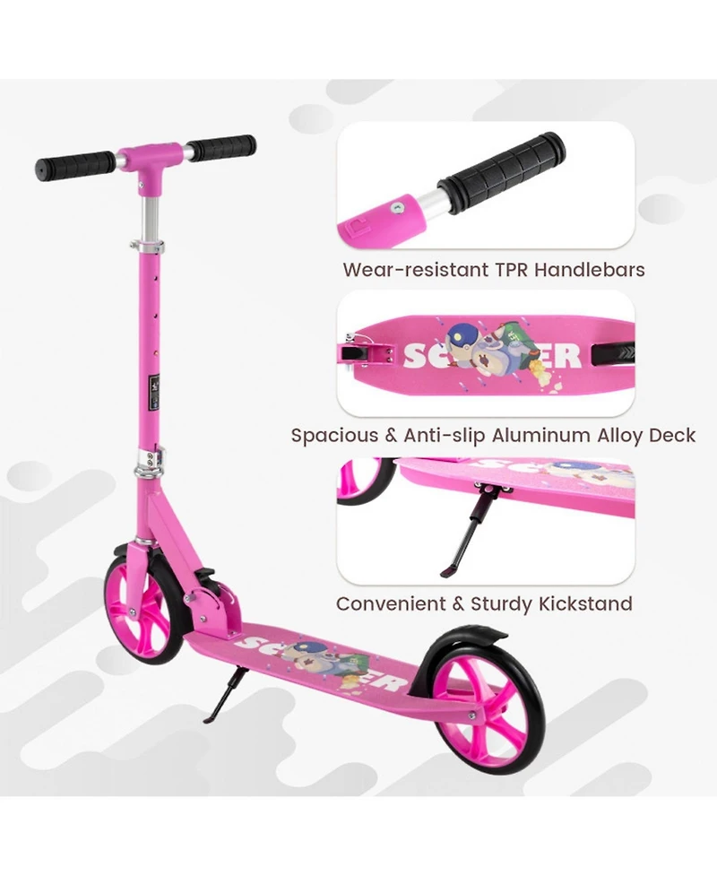 Sugift Folding Aluminum Alloy Scooter with 3 Adjustable Heights for Kids and Adults