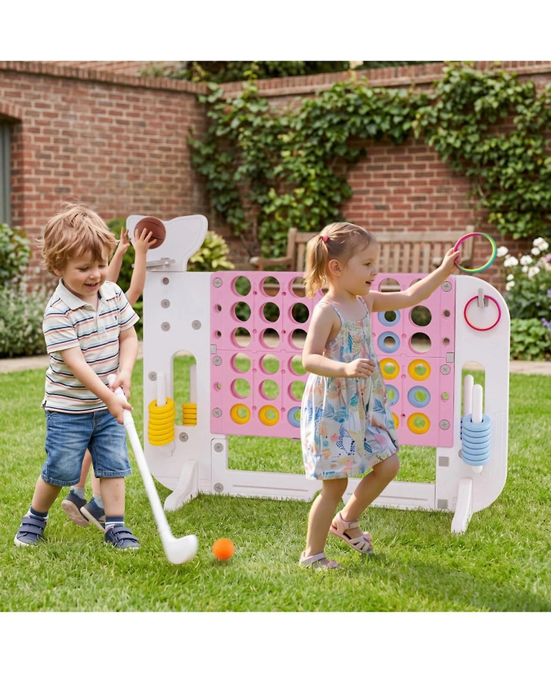 Hongge Giant 4-in-1 Connect Four Yard Game Set with Adjustable Height, Ages 5+