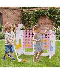 Hongge Giant 4-in-1 Connect Four Yard Game Set with Adjustable Height, Ages 5+