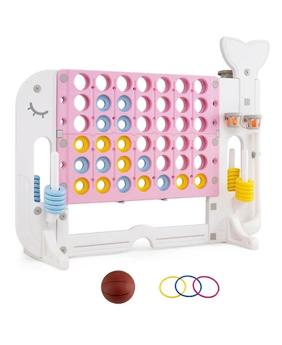 Hongge Giant 4-in-1 Connect Four Yard Game Set with Adjustable Height, Ages 5+