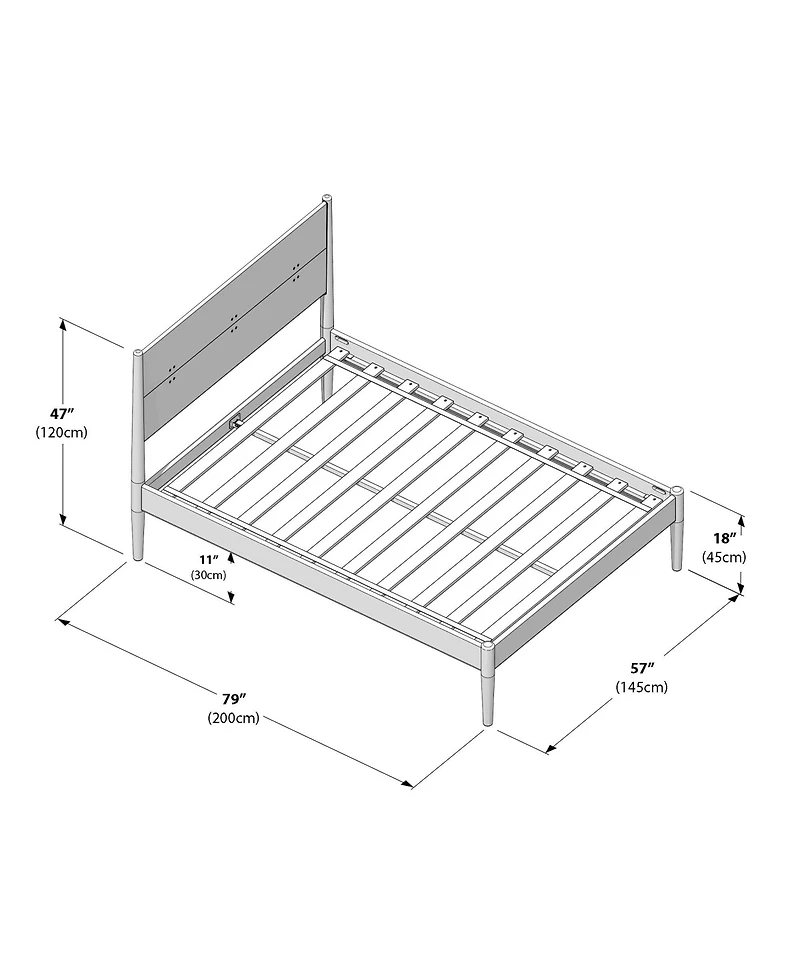 Plank+Beam Harbor Full Bed with Upholstered Headboard, Swiss Coffee