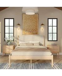 Plank+Beam Harbor Queen Bed with Upholstered Headboard, Swiss Coffee
