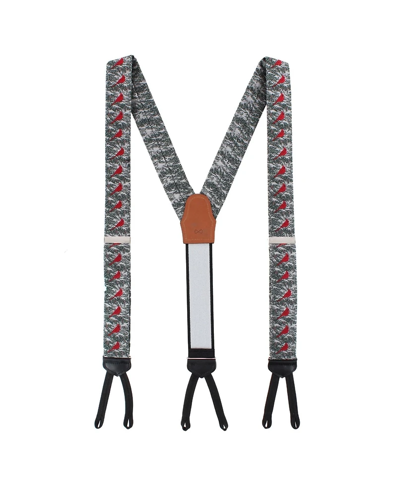Trafalgar Men's The Snowy Virginia Nightingale Silk Formal End Suspenders