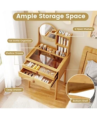 Slickblue Compact Makeup Vanity Table 23.5 Inch with Mirror for Small Spaces