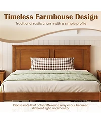 Sugift Twin Size Farmhouse Wooden Platform Bed Frame With Headboard