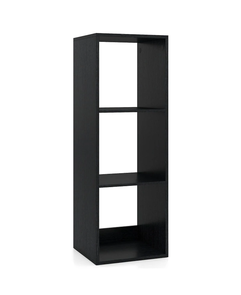 Sugift 3 Cube Bookshelf with Back Guardrail for Living Room Bedroom