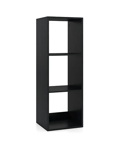 Sugift 3 Cube Bookshelf with Back Guardrail for Living Room Bedroom