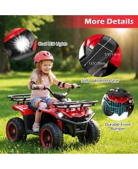 Hongge 24V Electric Ride-On Quad with Led Headlights and Media Console, 66 lb. Capacity, Ages 3+