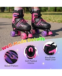 Hongge Teen Adjustable Quad Roller Skates with Light-Up Wheels, Ages 9+
