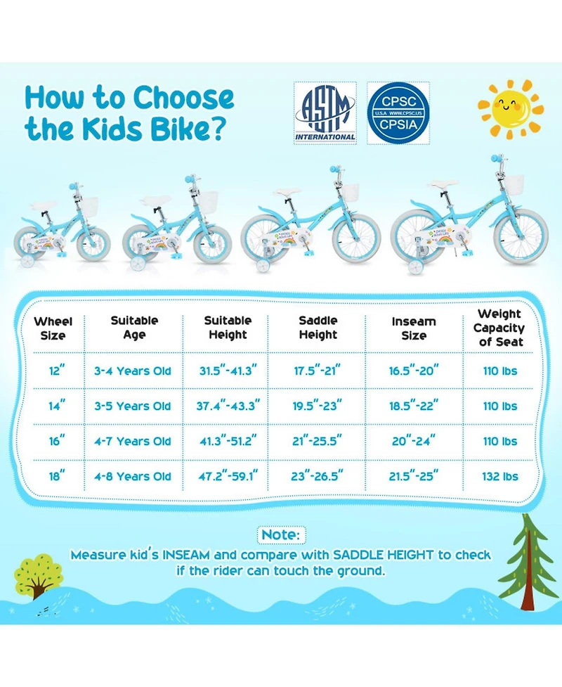 Hongge 18-Inch Kids Bike with Training Wheels and Front Basket