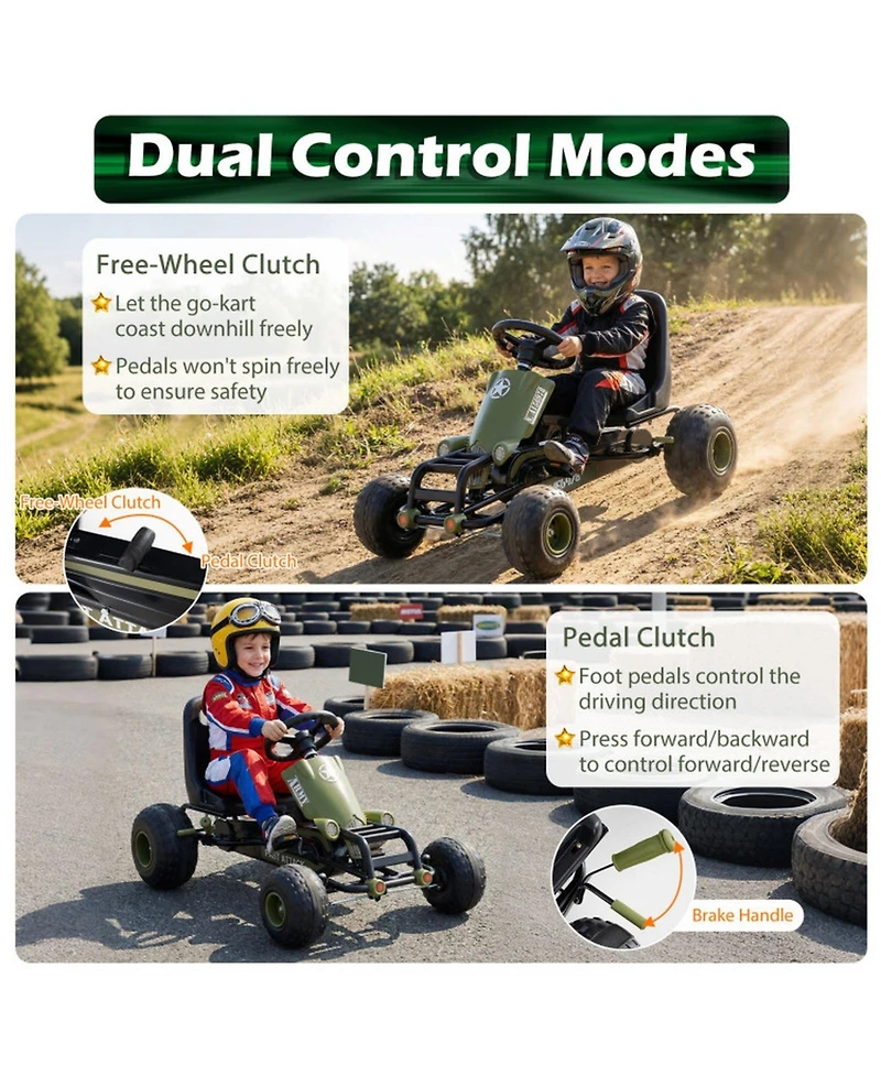Hongge Adjustable-Seat Pedal Go-Kart, 77 lb Capacity, Ages 3+
