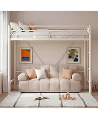 homfan Heavy Duty Twin Loft Bed, Metal Frame with 11.7" Guardrail, Space-Saving Underbed Workspace, 450 lbs Capacity, No Box Spring Needed