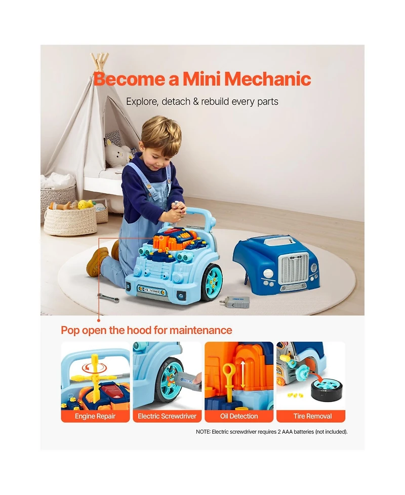 Hongge Mechanic Engine Repair Electric Screwdriver 60-Piece Playset, Ages 3+