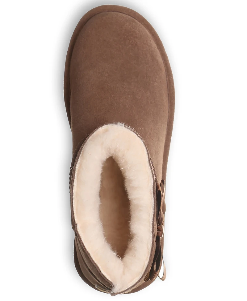 Bearpaw Women's Saige Ribbon Bow Detail Ankle Booties