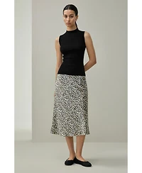 Lilysilk Women's Leopard Print Bias-Cut A-Line Midi Silk Skirt