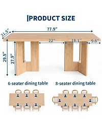 homfan 78'' Large Rectangular Dining Table for 6-8 People, Double Pedestal Base Kitchen Table Easy-Clean Table Top for Multi-Purpose Indoor Use