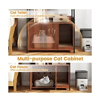 Ruie Cat Litter Box Enclosure Furniture 52 in Storage Cabinet with Charging Station