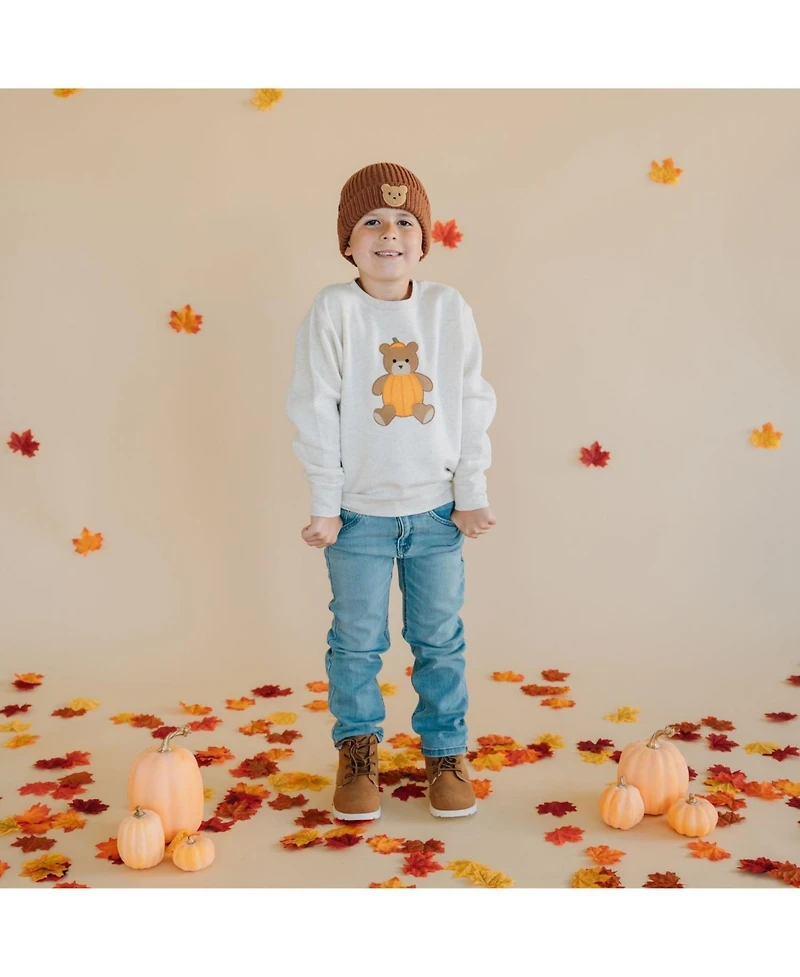 Sweet Wink Little Boys (5-8) Pumpkin Teddy Bear Patch Sweatshirt