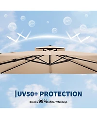 Gaomon 10x10 Ft Square Cantilever Patio Umbrella, 360degree(s) Rotatable Adjustable Height Heavy-Duty Aluminum Outdoor Shade for Pool Garden Backyard