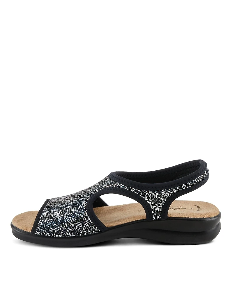 Flexus Women's Nyaman-Pindott Slingback Sandal with Rubber Sole