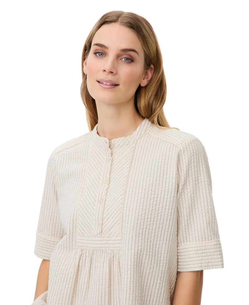 Masai Copenhagen Women's MaBeyora Mandarin Collar Textured Blouse