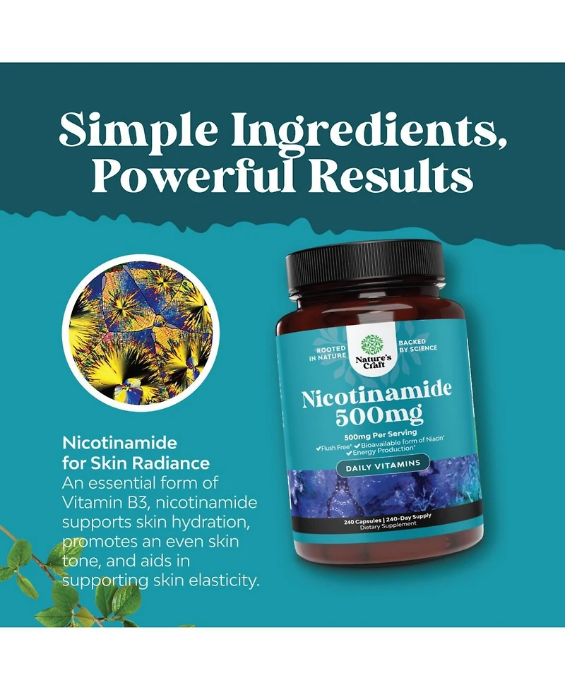 Nature's Craft Vitamin B3 Niacinamide 500milligram Capsules